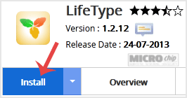 LifeType install button