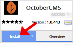 OctoberCMS install button