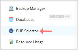 Plesk CL PHP Selector menu
