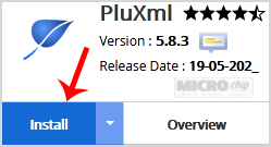 PluXml install button
