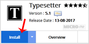 Typesetter install button