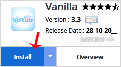 Vanilla install button