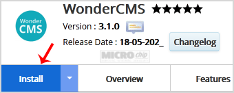 WonderCMS install button