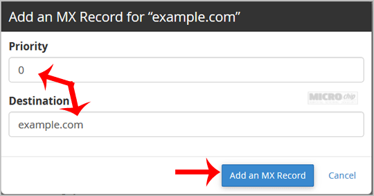 cpanel mx record add domain
