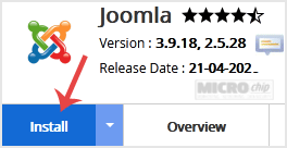 joomla install button