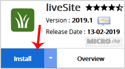 liveSite install button