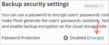 password protect backup in plesk