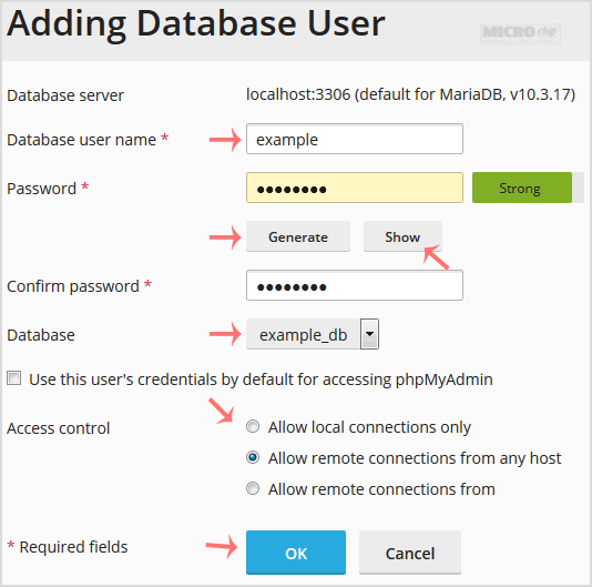 plesk adding database user option