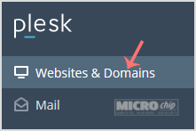plesk websites and domains menu