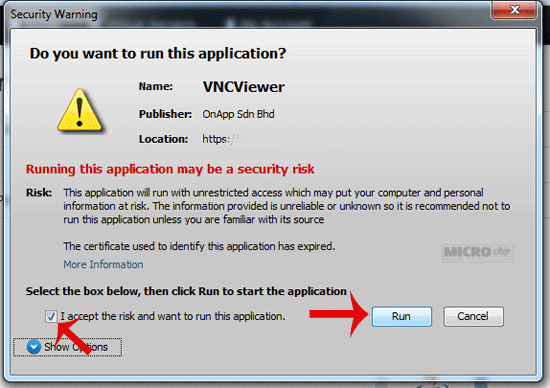 solusvm security warning window