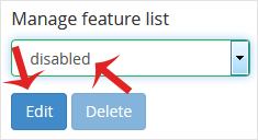 whm reseller feature manager disable dropdown