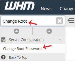 whm root password change sidebar